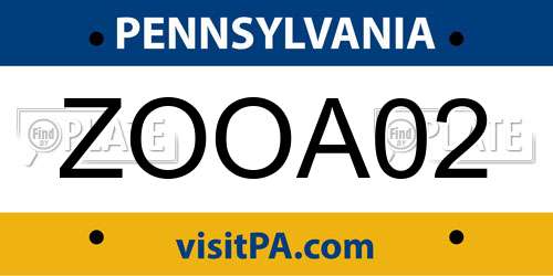 ZOOA02 Pennsylvania License Plate