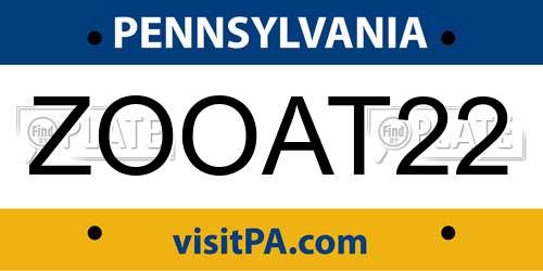 ZOOAT22 Pennsylvania License Plate