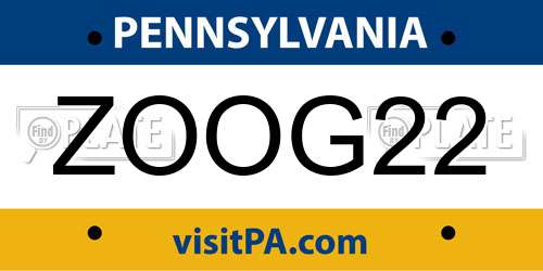 ZOOG22 Pennsylvania License Plate