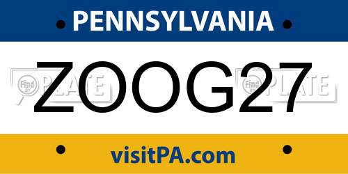 ZOOG27 Pennsylvania License Plate