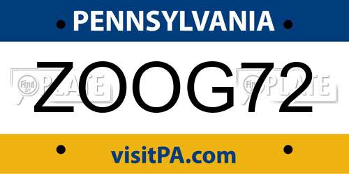 ZOOG72 Pennsylvania License Plate