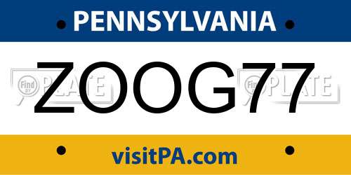 ZOOG77 Pennsylvania License Plate