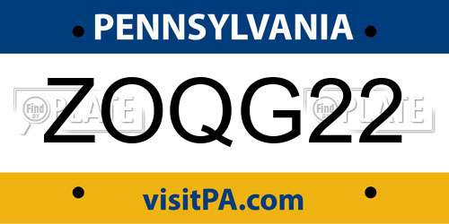ZOQG22 Pennsylvania License Plate
