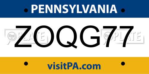 ZOQG77 Pennsylvania License Plate
