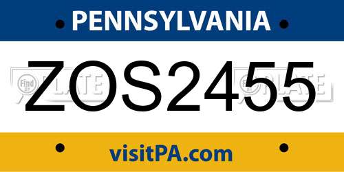 ZOS2455 Pennsylvania License Plate