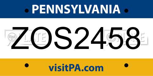 ZOS2458 Pennsylvania License Plate