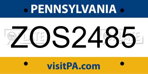 ZOS2485 Pennsylvania License Plate