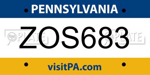 ZOS683 Pennsylvania License Plate