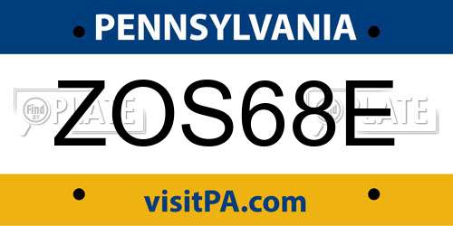 ZOS68E Pennsylvania License Plate