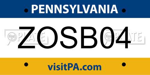 ZOSB04 Pennsylvania License Plate