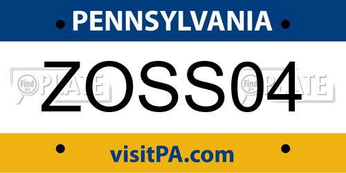 ZOSS04 Pennsylvania License Plate