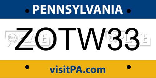 ZOTW33 Pennsylvania License Plate