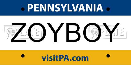 ZOYBOY Pennsylvania License Plate