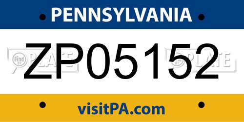 ZP05152 Pennsylvania License Plate