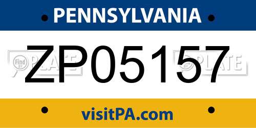 ZP05157 Pennsylvania License Plate