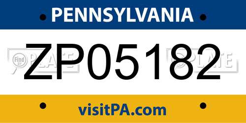 ZP05182 Pennsylvania License Plate