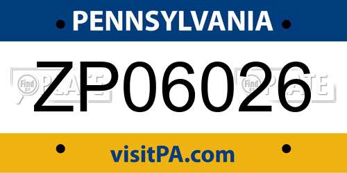 ZP06026 Pennsylvania License Plate
