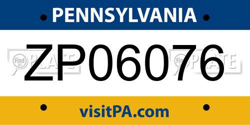 ZP06076 Pennsylvania License Plate