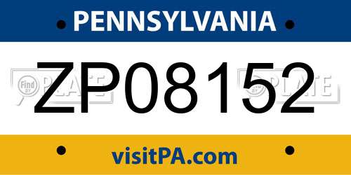 ZP08152 Pennsylvania License Plate