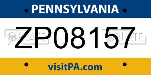 ZP08157 Pennsylvania License Plate