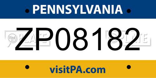 ZP08182 Pennsylvania License Plate