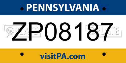 ZP08187 Pennsylvania License Plate
