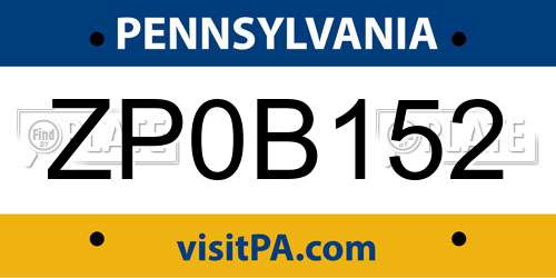 ZP0B152 Pennsylvania License Plate