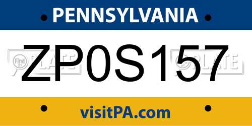 ZP0S157 Pennsylvania License Plate