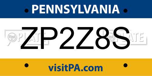 ZP2Z8S Pennsylvania License Plate