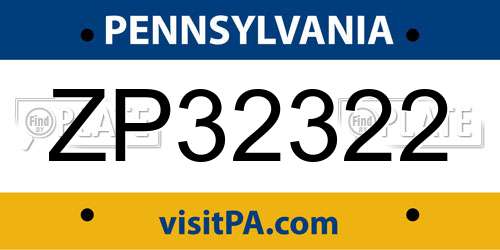 ZP32322 Pennsylvania License Plate