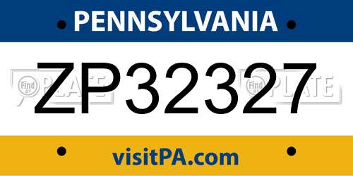 ZP32327 Pennsylvania License Plate