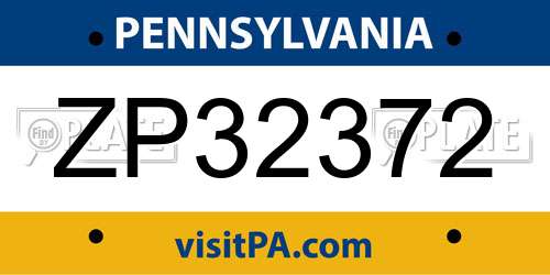 ZP32372 Pennsylvania License Plate