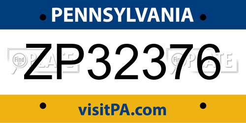 ZP32376 Pennsylvania License Plate