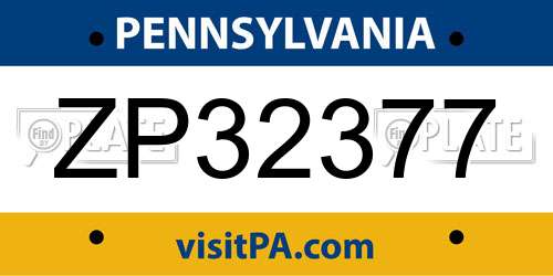 ZP32377 Pennsylvania License Plate