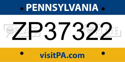 ZP37322 Pennsylvania License Plate