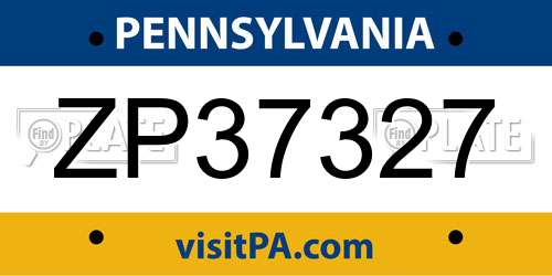 ZP37327 Pennsylvania License Plate