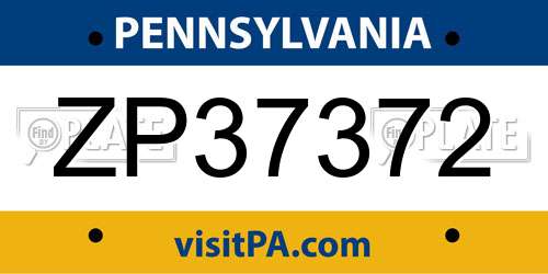 ZP37372 Pennsylvania License Plate