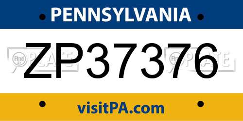 ZP37376 Pennsylvania License Plate