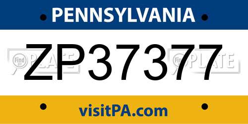 ZP37377 Pennsylvania License Plate