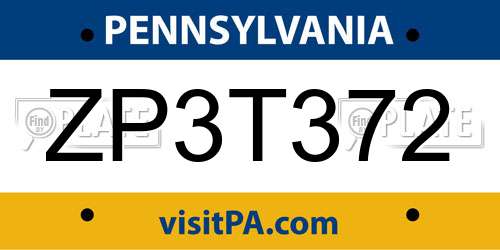 ZP3T372 Pennsylvania License Plate