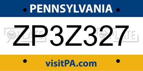 ZP3Z327 Pennsylvania License Plate