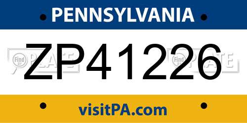 ZP41226 Pennsylvania License Plate