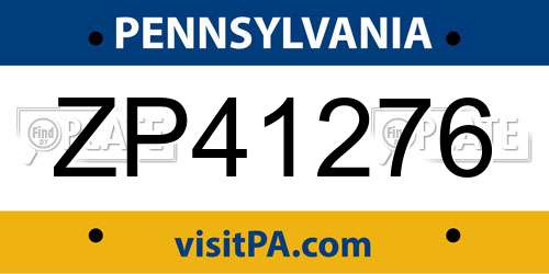 ZP41276 Pennsylvania License Plate