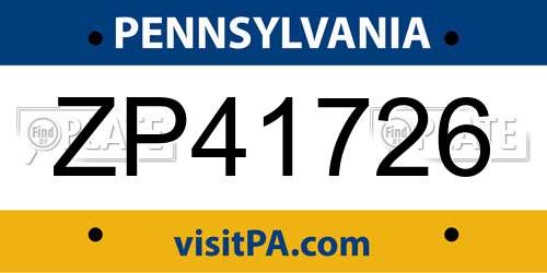 ZP41726 Pennsylvania License Plate