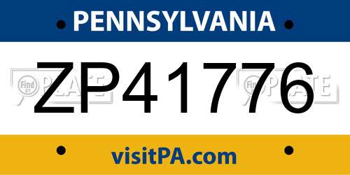 ZP41776 Pennsylvania License Plate