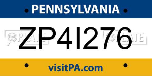 ZP4I276 Pennsylvania License Plate