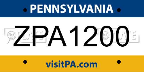 ZPA1200 Pennsylvania License Plate