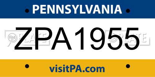 ZPA1955 Pennsylvania License Plate