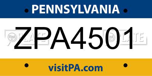 ZPA4501 Pennsylvania License Plate