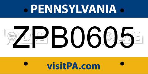 ZPB0605 Pennsylvania License Plate